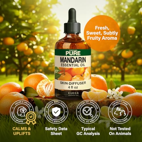 Image of 100% Pure Mandarin Oil - 4 Fl Oz Mandarin Essential Oil for Hair, Skin, Diffuser, Aromatherapy & DIY Soap Making Scent