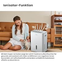 COMFEE' Luftentfeuchter Easy Dry 20L/Tag, 4 Modi, Luftbefeuchter angeschlossen, 3 L Tank, Wäschetrockner, Swing-Funktion, für Räume von 40㎡/100 m³, Weiß – Ansicht 3