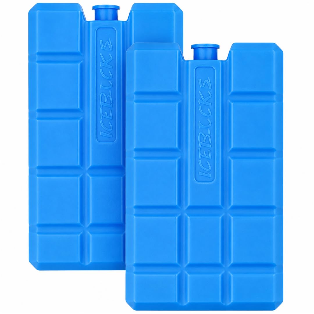 Reusable Ice Packs Long Lasting Cooling Blocks for Cool Bags & Lunch Boxes Leak Resistant Freezer Packs Travel Picnic Camping Food Storage Cooler Accessories (2 Pack)