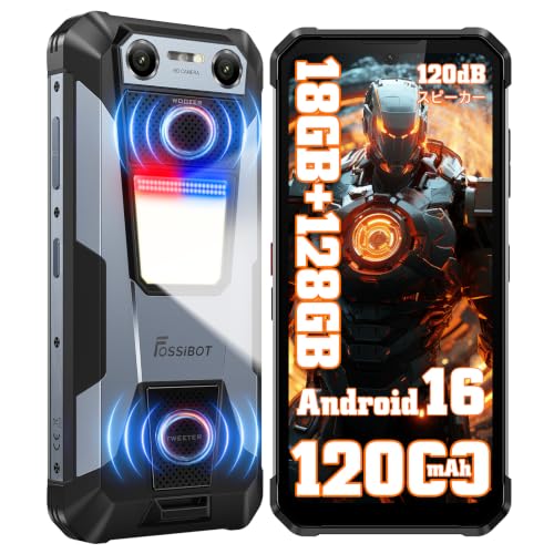 Image of FOSSIBOT F106 Plus Rugged Cellphone, 18GB+128GB+2TB,12000mAh Big Battery 30W Fast Charging Phone, Android 15, 512LM Camp Light, 128dB Double Speaker, 50MP+20MP Night Vision Camera, 4G Dual SIM NFC