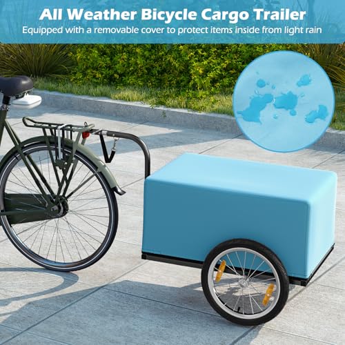 FANTASK Fahrradanhänger bis 60KG, Lastenanhänger Klappbar mit Abdeckung & Kuppler & Reflektoren, Schwarz