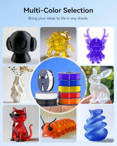 Image of JAYO PLA+ Filament Bundle 1.75mm, 3D Printer Filament Bundle Multicolor, Individually Vacuum Packed, 250g Spool, 8 Pack, 2KG in Total, Black+White+Transparent+Clear(Blue+Red+Orange+Yellow+Purple)