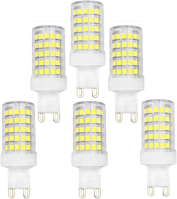 BAISHICHENG G9 10W Ceramic Base LED Light Bulb(Replacement of G9 100W Halogen Lamp)Non-Dimmable Bulb 6000K Cool White 1000LM 6Packs