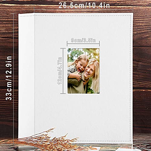 Image of Ywlake Photo Album 4x6 400 Pockets, Leather Photo Albums Holds 400 Vertical Pictures Only White