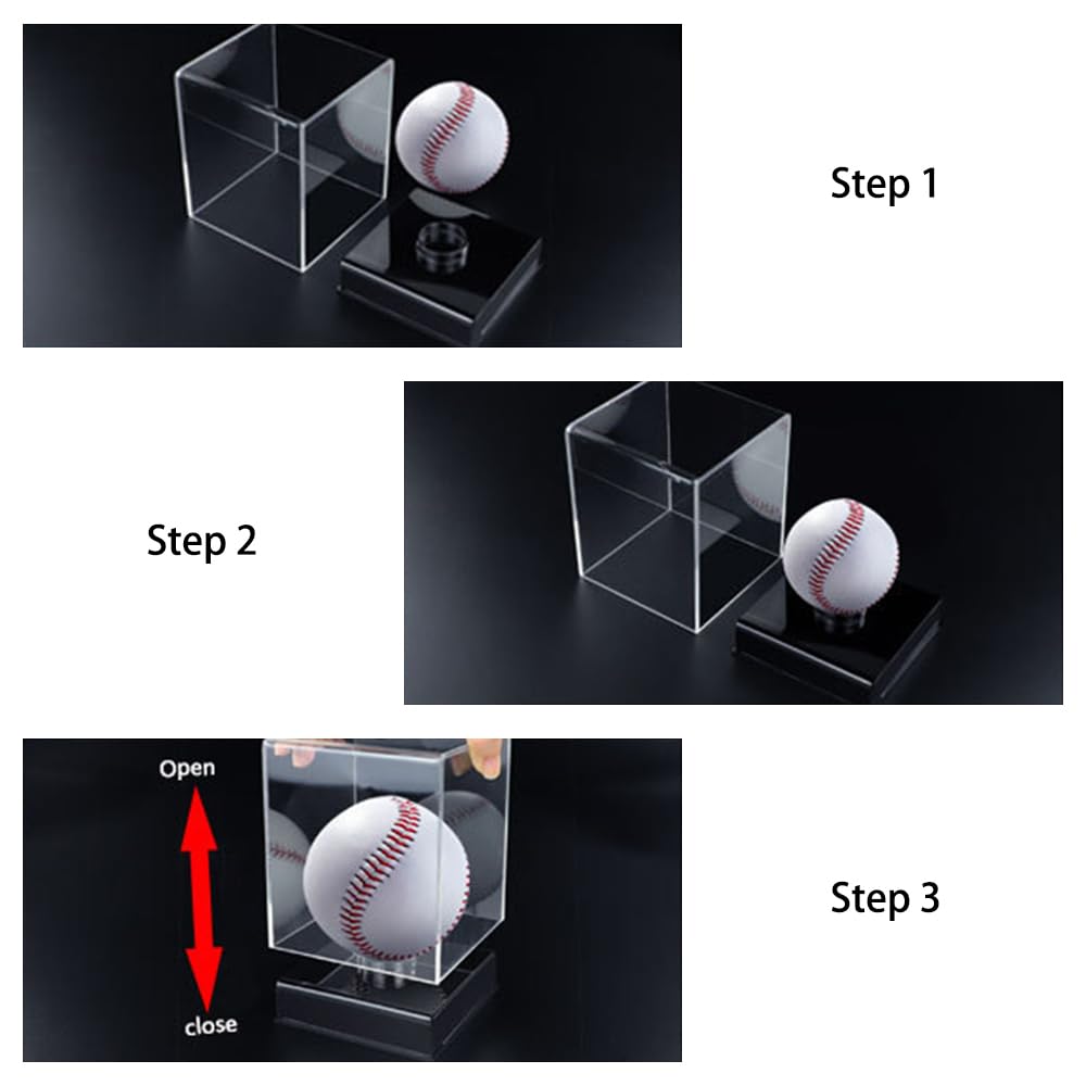 Boîte Présentation Transparente en Forme Cube, Vitrine Baseball en Acrylique Vitrine Transparente Autographiée avec Base pour Balle de Golf, Boule de Billard, Pierre de Cristal