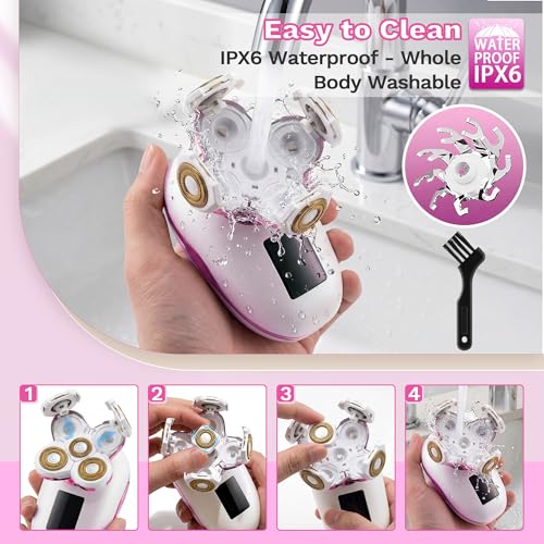 Electric Razors for Women, 5 in 1 Lady Shavers, Electric Shaver for Women, Wet/Dry Bikini Trimmer, Rechargeable Facial Hair Removal, Painless Shaver Razor for Arms Legs Armpit Pubic Area - image 6