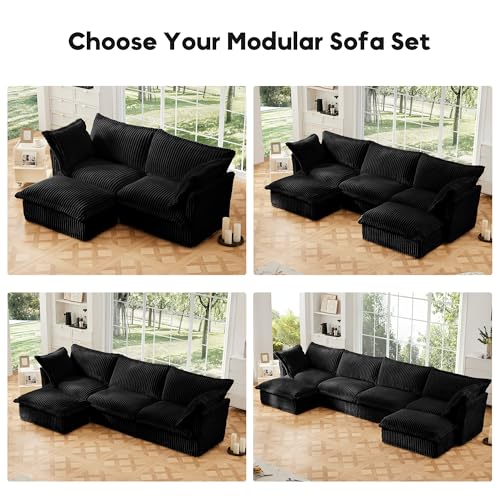 Sillón Oversized Corduroy Negro Cómodo miniatura 5