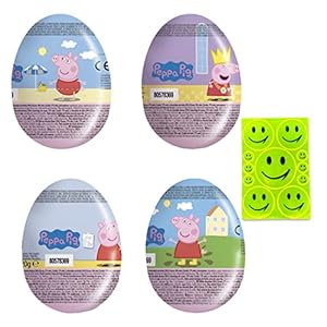 Peppa Pig chocolade-verrassingsei (4 x 20 g), met klein speelgoed, halfwitte chocolade, halve melkchocolade, plus paaskaart