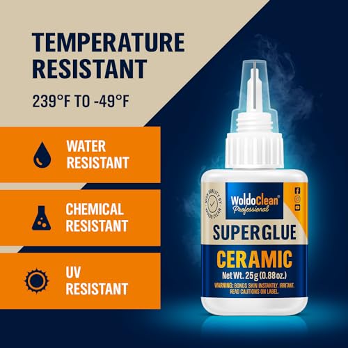 Image of WoldoClean Super Glue for Ceramics and Porcelain 25g - Waterproof, high Temperature Resistant and no Smell