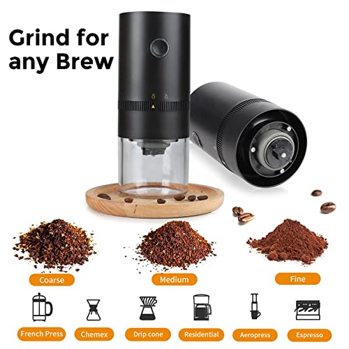 Elektrische Kaffeemühle Klein Akku Espressomühle mit Aromaschonendes Keramik Kegelmahlwerk, Stufenlose… – Bild 3
