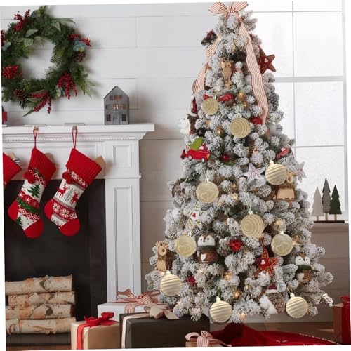 Décorations de Noël en velours 12 boules incassables 6cm floquées pour sapin - 5