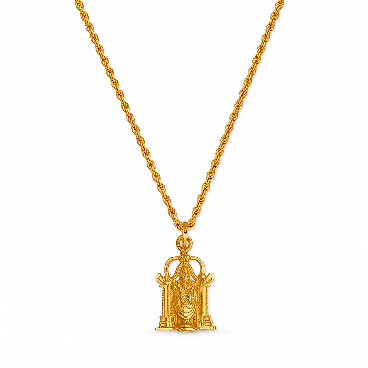 Religious Lord Triupathi Balaji Pendant Chain Gold Brass Pendant For Men And Women