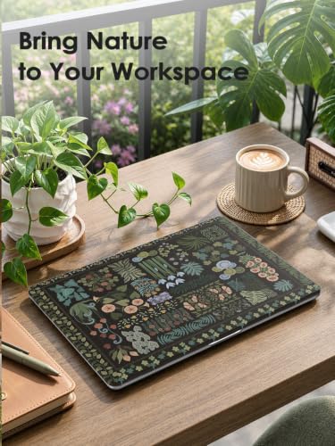 Image of iCasso MacBook Air 15 inch Case 2026 2025-2023 M5 M4 M3 M2 Model A3448 A3241 A3114 A2941,Slim Botanical Nature Hard Shell Case for Mac Air 15.3 inch, Keyboard Cover + Screen Flim,Black