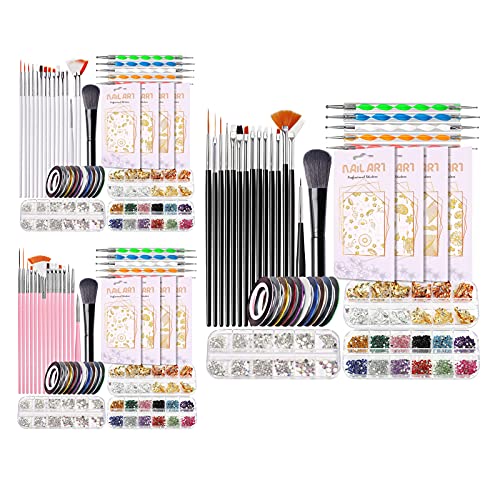 P12cheng Nail Dotting Kit Multifunktionale Nail Art Werkzeug Acryl Nagel Kit mit Malerei Pinsel Zartes Schwarz – Bild 6