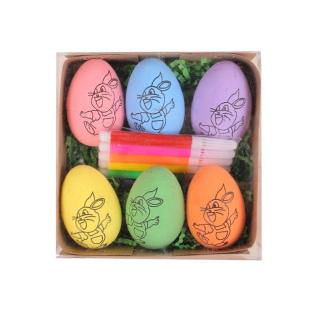 CTRLZS 6 Pcs Easter DIY Hand-Painted Eggs 2024 Cartoon Eggs Children'S Handmade Gift Easter Egg Painting Kit Easy to Use -A