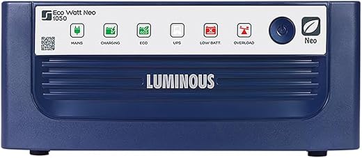 Luminous Eco Watt Neo 1050 Inverter | 900VA/12V Square Wave UPS for Home, Office & Shops | Supports Single 12V Battery | High Performance, Durable...
