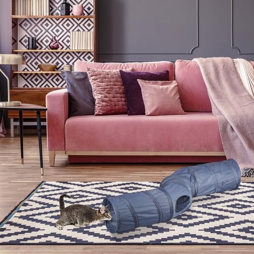 Relaxdays Katzentunnel, Faltbare Katzenröhre, S-Form, HBT: 25 x 131,5 x 35 cm, Spieltunnel, 4 Ausgänge, Polyester, grau