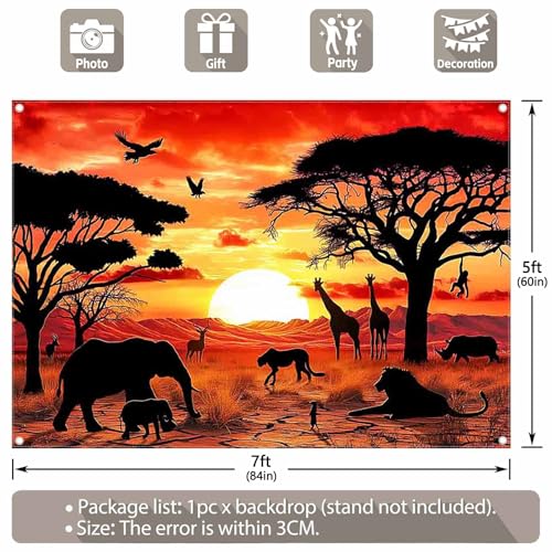 Fondo Fotográfico Silueta Animales Africanos 7x5ft miniatura 3