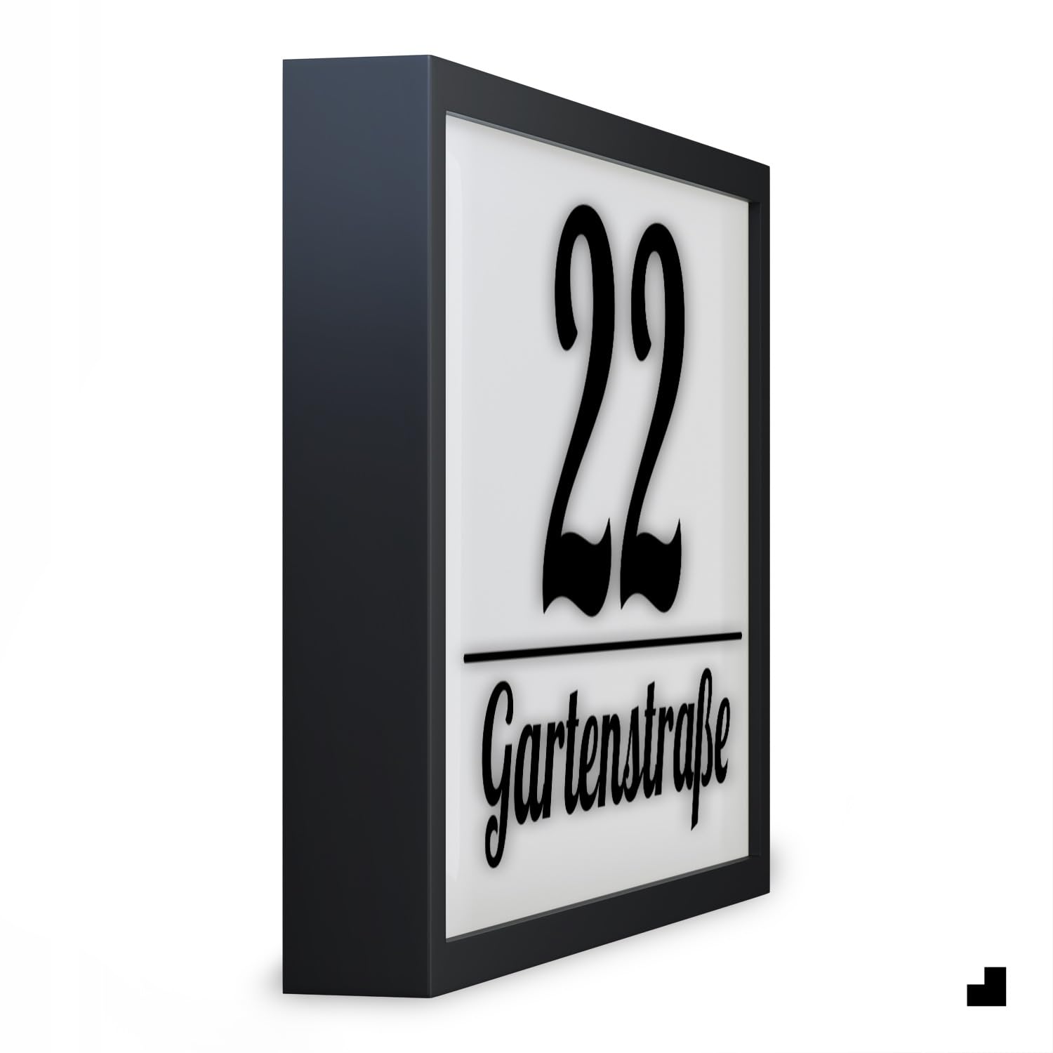 LED Hausnummer Schild – 230V Anschluss – Anthrazit 33x22 cm – Aluminium + Plexiglas – Wetterfest, personalisierbar, modernes Design für Außenbereich, klare Sichtbarkeit bei Nacht