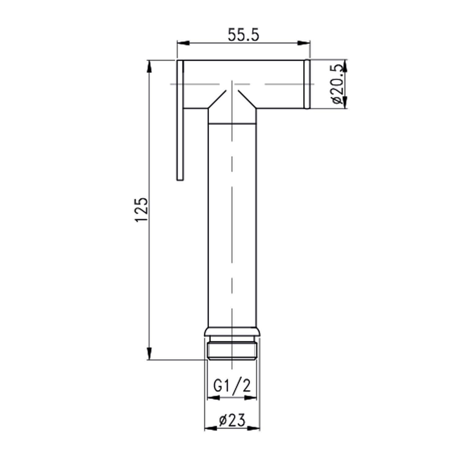 Kit Douchette WC/Bidet Design Noir Mat – Ensemble Complet en Laiton Massif avec Robinet d’Arrêt Intégré, Support Mural et Flexible 120 cm – Uniquement pour Eau Froide