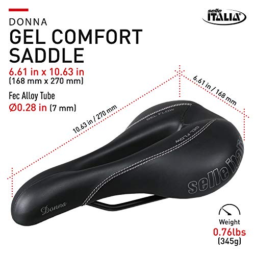 Selle Italia Donna Gel Flow, Sella, Nero, 262 X