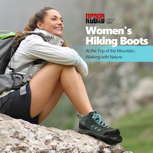 Image of R CORD Womens Hiking Boots Waterproof Slip-Resistant Cushioned Support Durable for Hiking, Travel, Rainy Days, Camping, and Outdoor Adventures