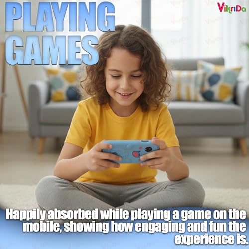 Image of Vikrida Plastic Kids Smartphone Toy with MP3 Music Player Bumper Back Case Dual Camera for Selfies in-Built Games 2.4 inch Screen 8MP Camera Toys for Boys & Girls (Blue)