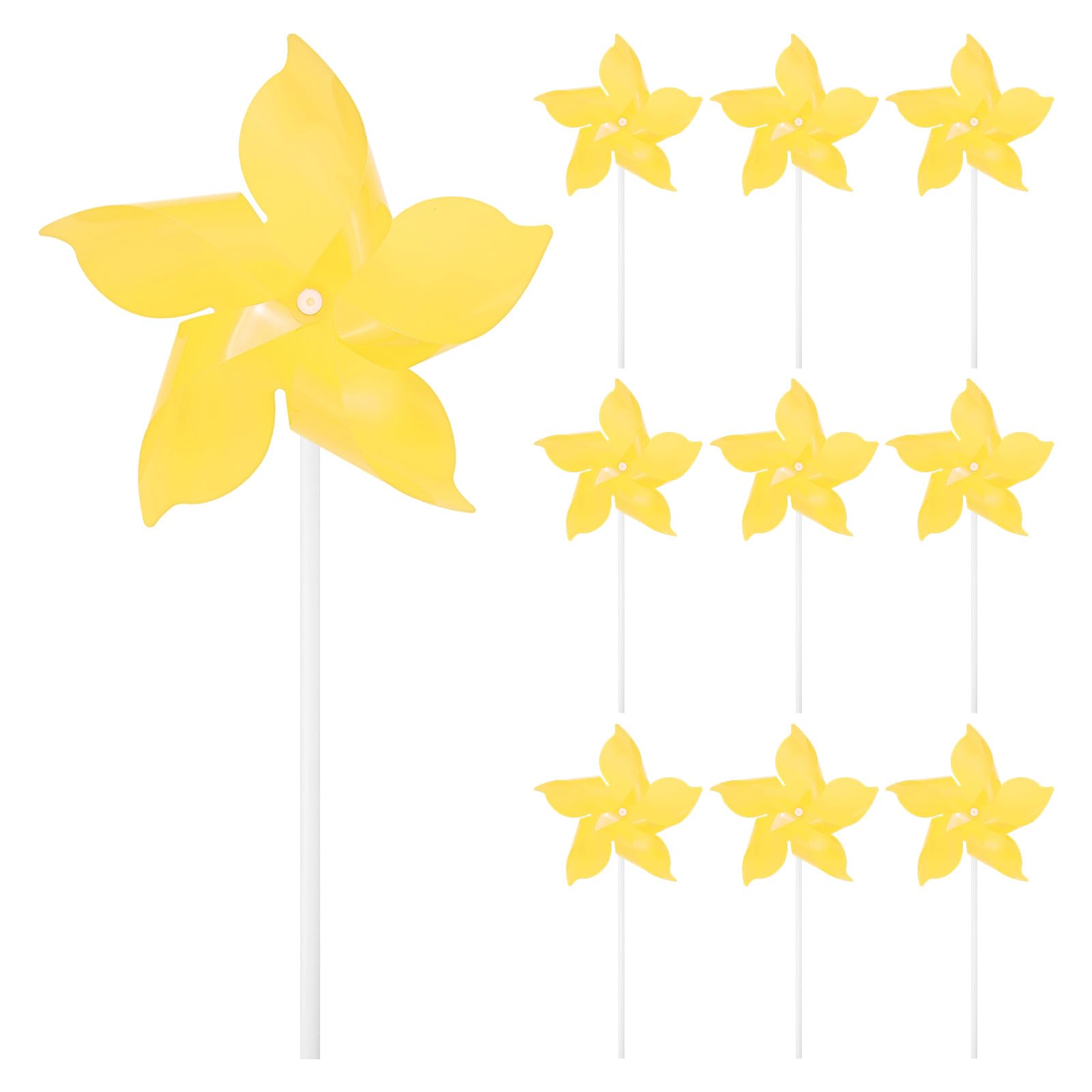 M METERXITY 10-Pack Pinwheels Wind Spinners 9.4 inch for Garden Yellow