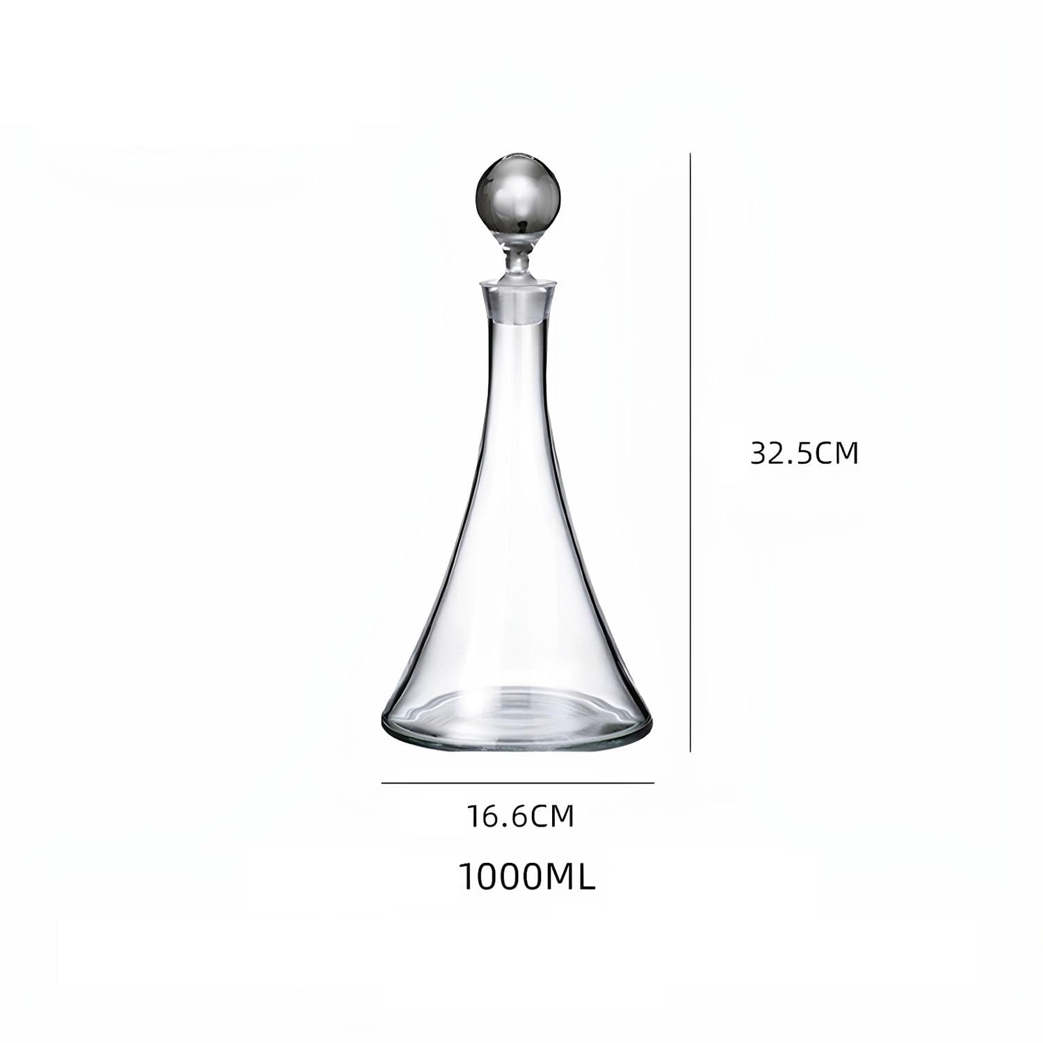 Decantador de vino cónico 1000 ml con tapón. Jarra vidrio transparente aireador, ideal for cenas en casa o for exhibir bares Regalo accesorio para amantes del vino