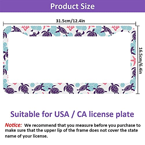 Beabes Hawaiian Turtles License Plate Frame Funny Animal Novelty License Plate Frame Coral Starfish Beach License Plate Cover Car Tag Holder Metal License Plate Frame For Us Vehicles Standard #TOP6