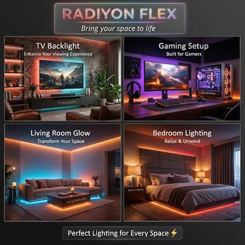 Image of RGBIC LED Strip Lights 5M with App Control & Music Sync, RGB Lights for Room, Gaming Setup & Bedroom Decoration, 140+ Dynamic Modes, 60 LED /m Smart LED Strip Light for Desk & Ambient Lighting