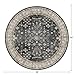 Black Boho Living Room Circle Rug 6ft - Washable Dark Vintage Moody Low Pile Non Slip Round Carpet for Bedroom, Dinning Room, Office, Farmhouse, Circular Area Rug Indoor Décor