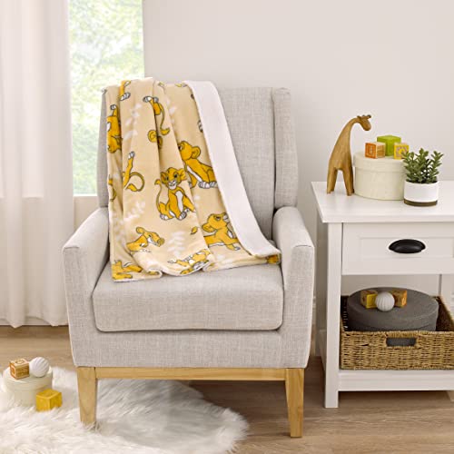 Image of NoJo Disney Lion King Tan, Beige and White Simba Super Soft Sherpa Baby Blanket