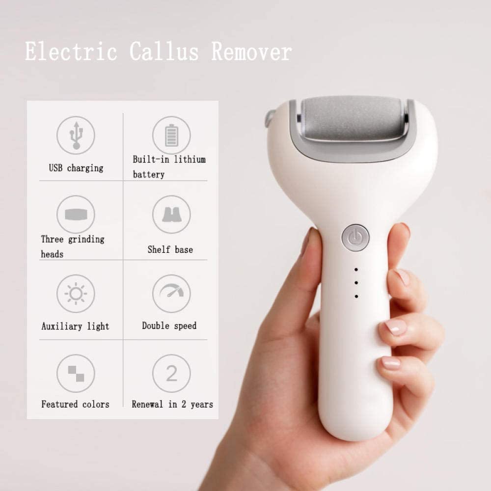 Lima per Piedi elettrica USB Pedicure Elettrico Dispositivo di rimozione del callo Elettrico Ricaricabile con Luce a LED e 3 rulli per Duro Secco e Calli