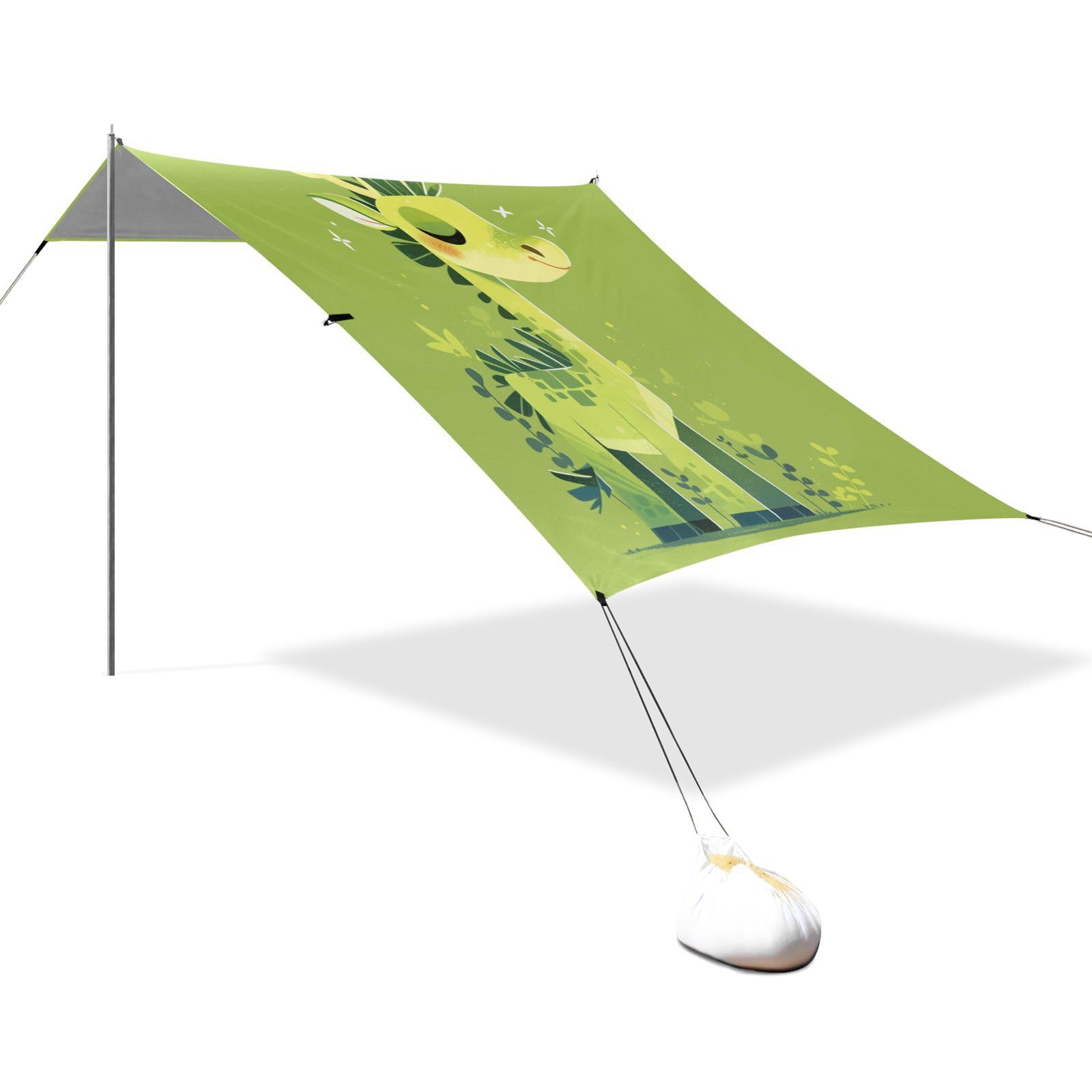 Grand pare-soleil de plage pliable vert clair UPF50+ Protection imperméable Grand pare-soleil avec sac de transport pour voyage en famille