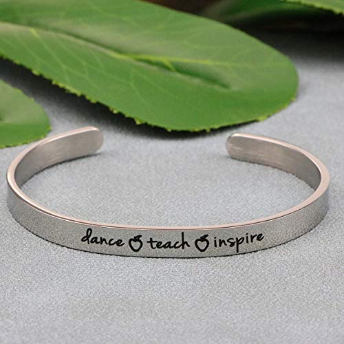 Memgift Dance Teach Inspire Cuff Bracelet Motivational Gift Jewelry For Women Dancer Teachers Appreciation Gifts For Her #TOP3