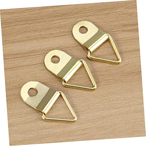Image of 50pcs D- Triangle Hooks for Hanging Picture, D-Rings Picture Hangers Single Hole Picture Frame Hooks with Screws for Hanging Picture Photo Frames Cross-Stitch (Gold)