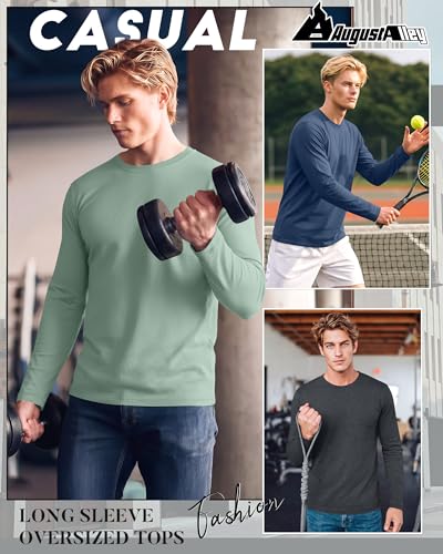 Image of August Alley 4 Pack Men's Big and Tall Cotton Shirts L-7XL, Long Sleeve Oversized Tops Loose Casual Large T-Shirts Basic Tee