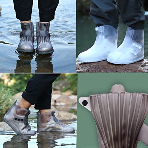 Botas impermeables de silicona para lluvia con alta elasticidad, cubierta plegable con abertura amplia para fácil colocación y protección contra nieve y barro, aptas para todas las estaciones (Color: Azul, Talla: Large) miniatura 4