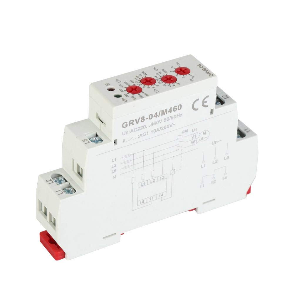 Relé de monitoreo de voltaje, GRV8-04 Relé de monitoreo de voltaje trifásico Secuencia de fase Protección de falla de fase M460 35 mm Montaje en riel DIN