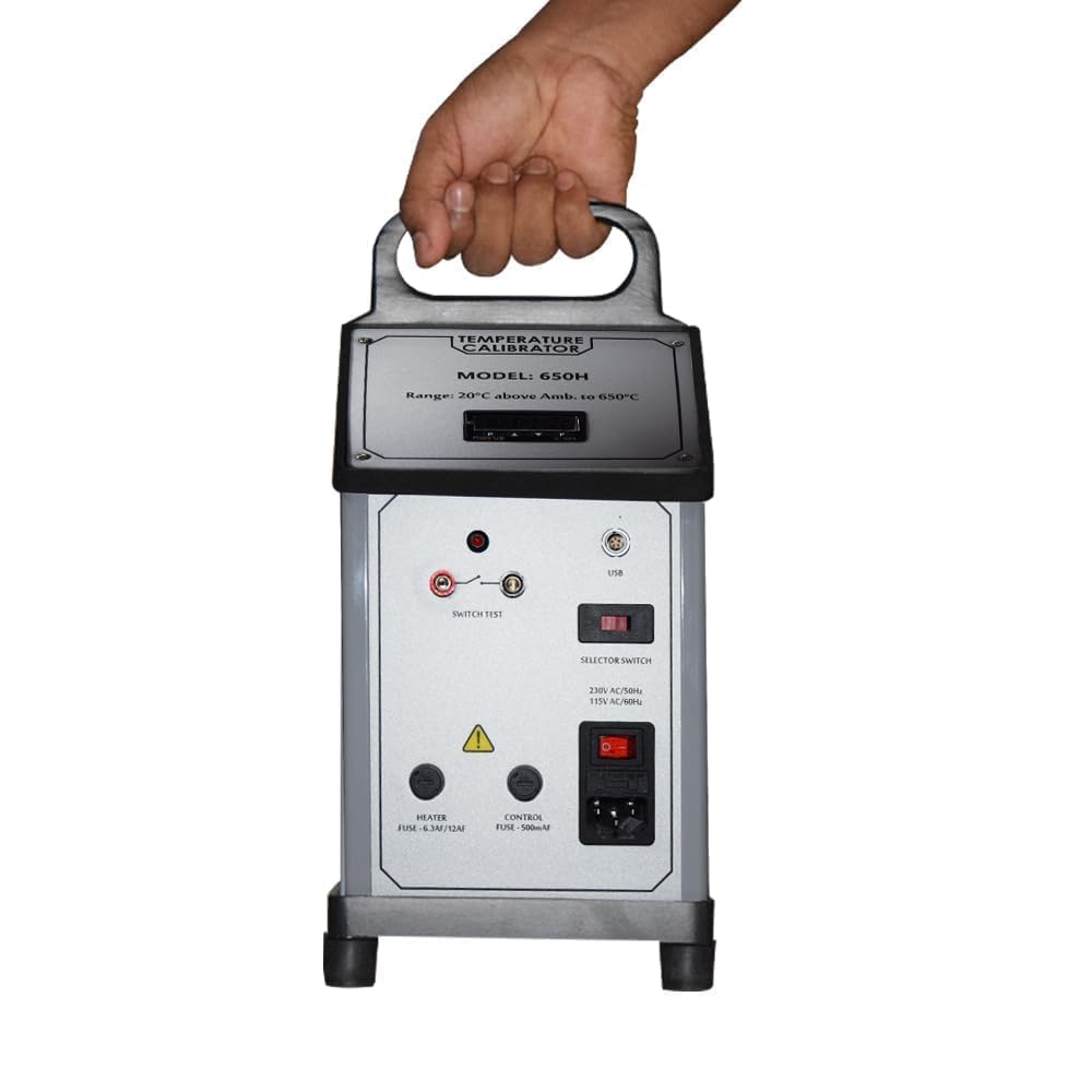 Calibrador de temperatura de bloque seco (rango: ambiente a 350 °C) con termopares (T, J, K, N, R, S) para laboratorios de calibración, divisiones farmacéuticas Modelo: AI-DBC-01