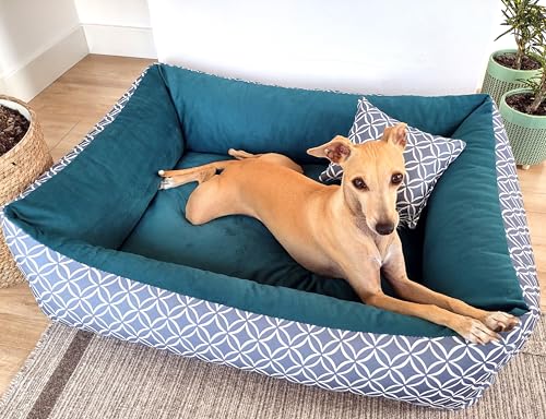 4L Textil OTTO Katzenbett flauschig Katzenkörbchen Katzensofa Kuscheliges Hundebett kleine Hunde Katzenkorb waschbar Hundekorb für Welpen Petrol (60x40 cm, Türkis)