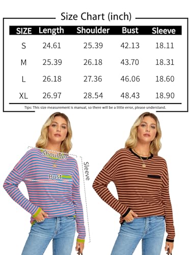 Lillusory Womens Oversized Sweaters Striped Lightweight Ladies Cute Pullover Crewneck Long Sleeve T Shirts Tshirt Tops Trendy Old Money Clothes Outfits Fashion thumb #5