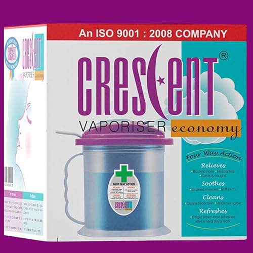 Image of Crescent Steamer for Cold - Easy to Use, Lightweight & Portable Face Steamer for Facial - Durable, Longlasting Steam Inhaler for Cold and Cough - Sauna Vaporizer, Easy to Clean, Color: Red, Pack of 1