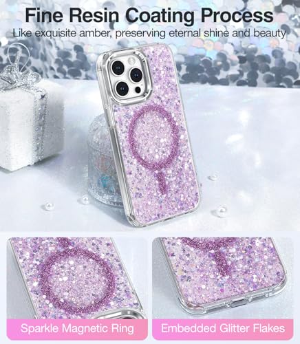 Coque iPhone 15 Pro Max Violet Magnétique à Paillettes Meifigno - 3