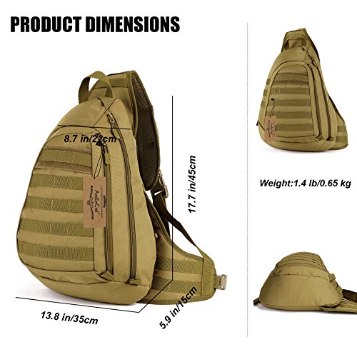 Arcenciel Tactical Sling Pack Military Molle Chest Crossbody Shoulder Bags Motorcycle Bicycle Assault Range Diaper Day Backpack (Black) #TOP5