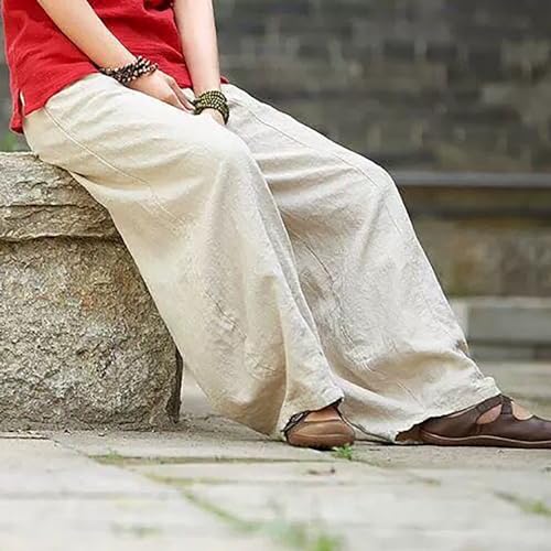 Womens Baggy Casual Cotton Linen Pants Loose Fit High Waist Solid Color Wide Leg Pants Summer Pants for Women 20243
