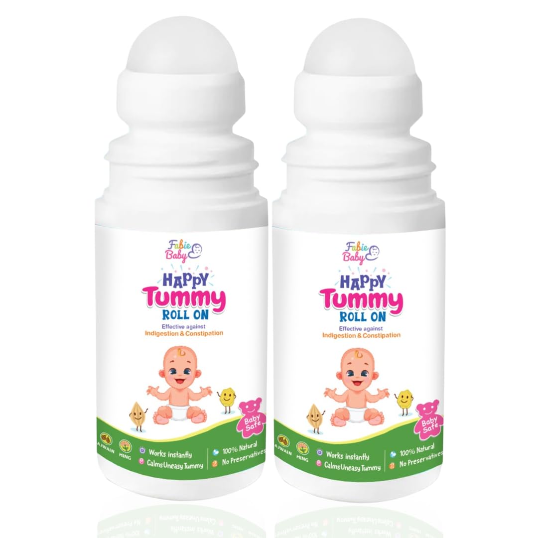 FABIE BABY Happy Tummy Roll On for Baby -40ml (Pack of 2)|Goodness of Hing, Ajwain, Pudina for Colic, Constipation & Indigestion Relief