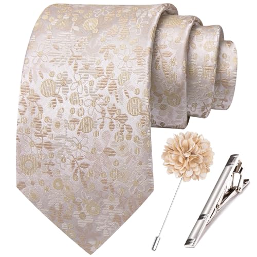 Image of Hi-Tie 63 inches Striped Paisley Extra Long Ties for Men Silk Necktie with Lapel Pin Tie Clip Big and Tall Men Formal Wedding