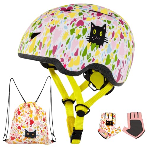 Image of Toddler Bike Helmet with Gloves and Backpack Set, 3 Sizes for Baby Infant to Kids Ages 1-3 3-5 5-8+, Adjustable Boys Girls Bike Helmet for Bicycle /Scooter /Skateboard /Roller Skate